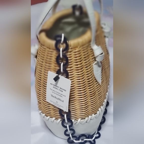 Pamela Munson Bucket BagNeutrals StrawColorblock - Picture 3 of 7